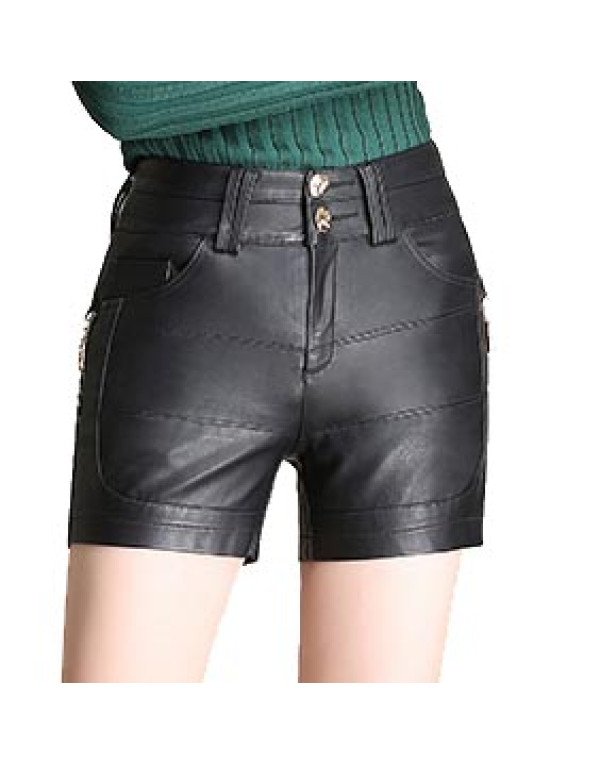 HugMe.fashion Sheep Leather Red Biker Short For Women SH5